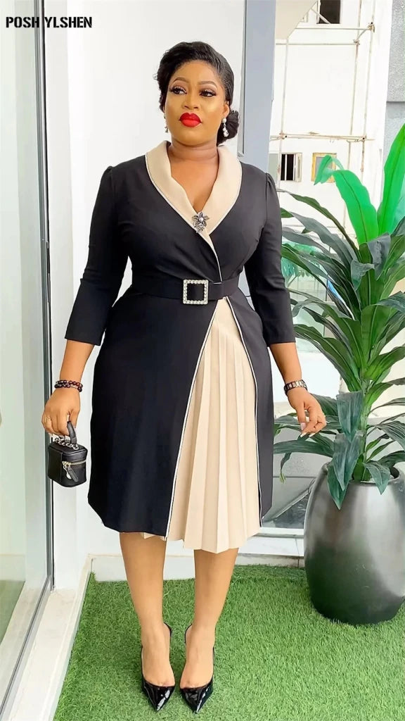 Elegant African Pleated Patchwork Maxi Dress for Women – Sleeveless Summer Party Dress - Free Delivery Worldwide only at Flexi Africa