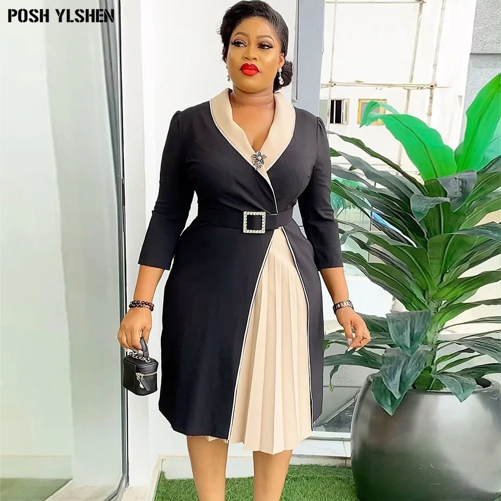 Elegant African Pleated Patchwork Maxi Dress for Women – Sleeveless Summer Party Dress - Free Delivery Worldwide only at Flexi Africa