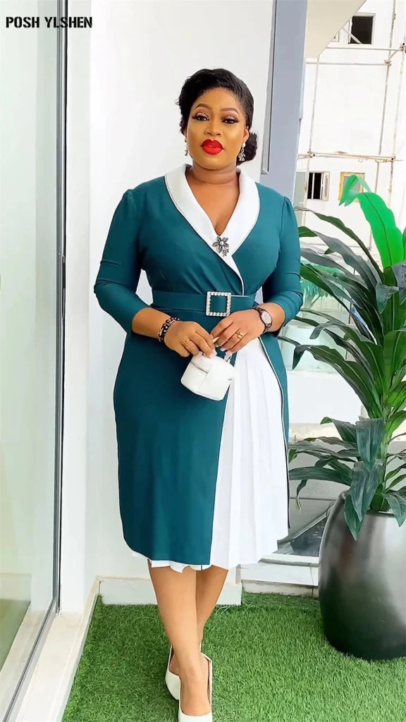 Elegant African Pleated Patchwork Maxi Dress for Women – Sleeveless Summer Party Dress - Free Delivery Worldwide only at Flexi Africa