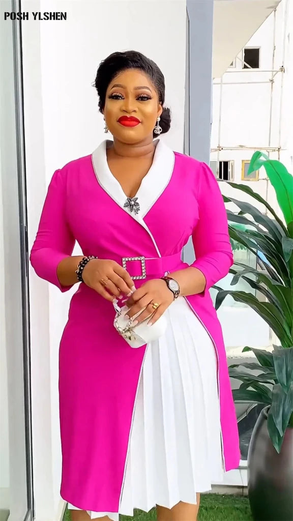 Elegant African Pleated Patchwork Maxi Dress for Women – Sleeveless Summer Party Dress - Free Delivery Worldwide only at Flexi Africa