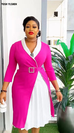 Elegant African Pleated Patchwork Maxi Dress for Women – Sleeveless Summer Party Dress - Free Delivery Worldwide only at Flexi Africa