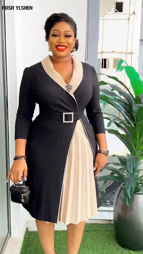 Elegant African Pleated Patchwork Maxi Dress for Women – Sleeveless Summer Party Dress - Free Delivery Worldwide only at Flexi Africa