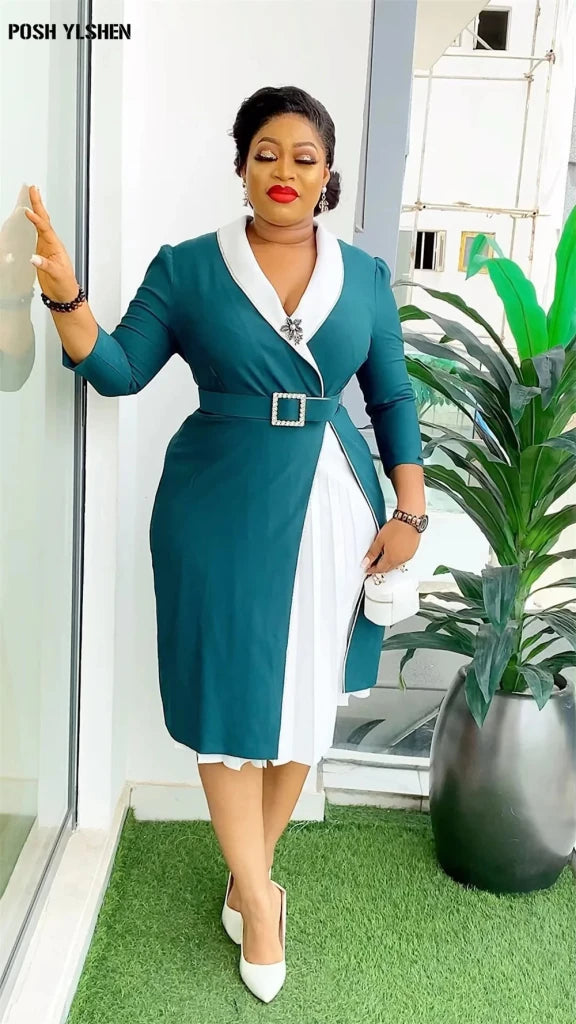 Elegant African Pleated Patchwork Maxi Dress for Women – Sleeveless Summer Party Dress - Free Delivery Worldwide only at Flexi Africa