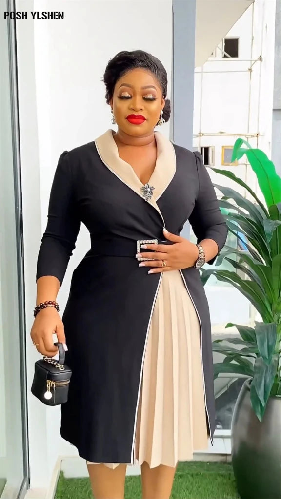 Elegant African Pleated Patchwork Maxi Dress for Women – Sleeveless Summer Party Dress - Free Delivery Worldwide only at Flexi Africa