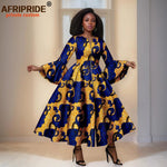 Elegant African Print Long Dress – Flare Sleeve Dashiki Maxi Style for Women - Free Delivery Worldwide only at Flexi Africa