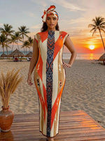 Elegant African Printed Silk Kaftan Abaya – Oversized Dress for Women - Free Delivery Worldwide only at Flexi Africa