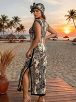 Elegant African Printed Silk Kaftan Abaya – Oversized Dress for Women - Free Delivery Worldwide only at Flexi Africa