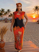 Elegant African Printed Silk Kaftan Abaya – Oversized Dress for Women - Free Delivery Worldwide only at Flexi Africa