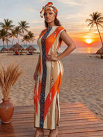 Elegant African Printed Silk Kaftan Abaya – Oversized Dress for Women - Free Delivery Worldwide only at Flexi Africa