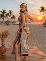 Elegant African Printed Silk Kaftan Abaya – Oversized Dress for Women - Free Delivery Worldwide only at Flexi Africa