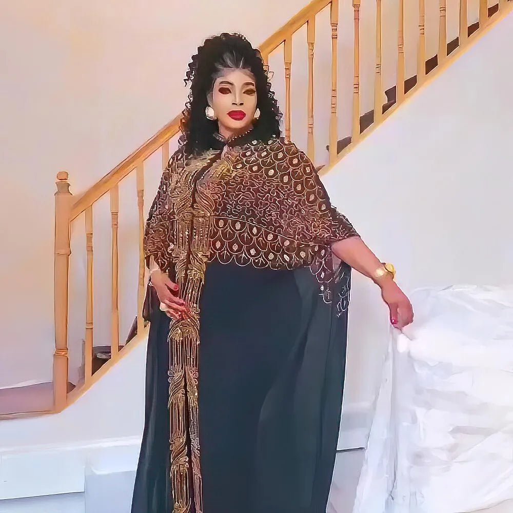 Elegant African Rhinestone Dress Set for Women – 2PC Party Outfit - Free Delivery Worldwide only at Flexi Africa