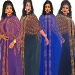 Elegant African Rhinestone Dress Set for Women – 2PC Party Outfit - Free Delivery Worldwide only at Flexi Africa