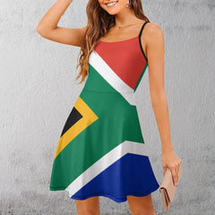 Elegant and Exotic Gown Inspired by South African Flag: A Unique Suspender Dress Blending Modern Styles - Free Delivery