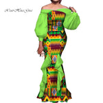 Elegant Ankara Mermaid Dress for Women – Puff Sleeve Long Evening Gown - Free Delivery Worldwide only at Flexi Africa