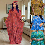 Elegant Bazin Riche African Maxi Dress for Women – Casual Loose Fit Traditional Fashion Gown - Free Delivery Worldwide only at Flexi Africa