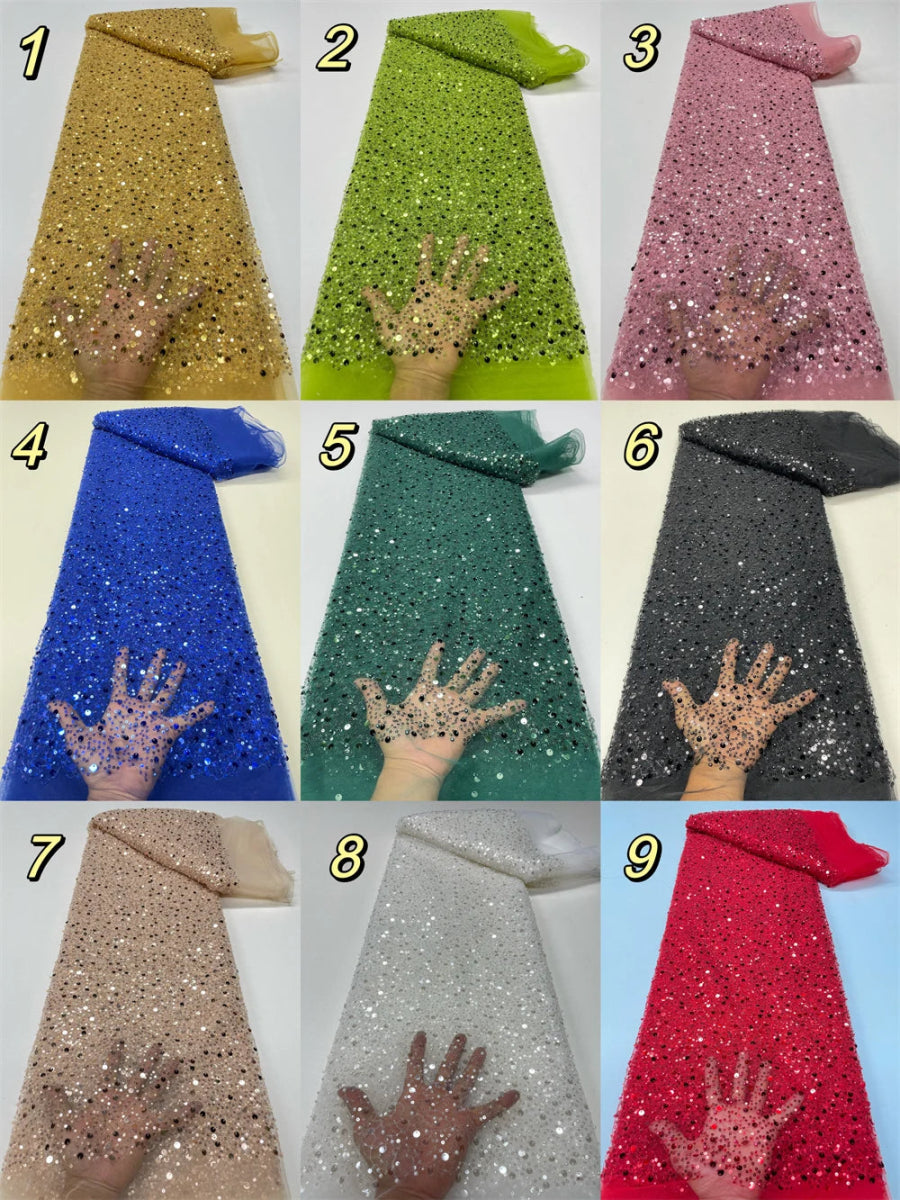 Elegant Lace Fabric – French Tulle Net with Sequins for Bridal and Special Occasion Gowns - Free Delivery Worldwide only at Flexi Africa
