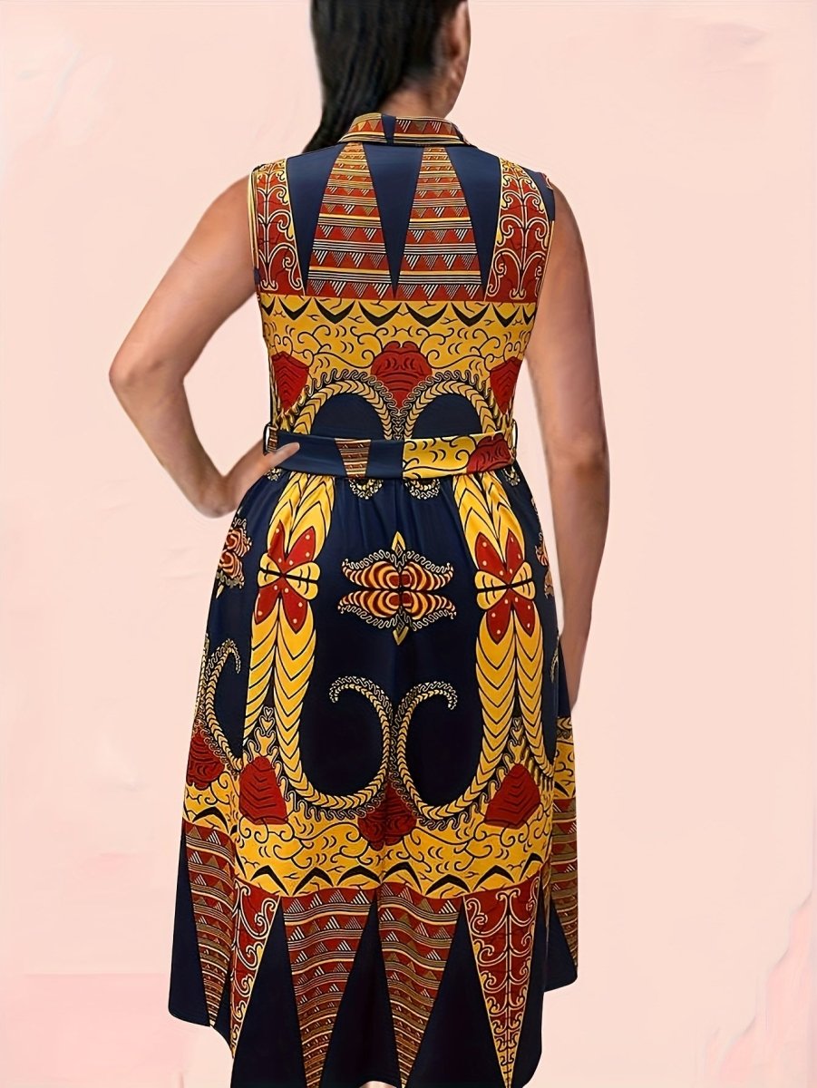 Elegant Mixed Print Color Clash Dress – Casual Street Style Resort Wear for Everyday Chic - Free Delivery Worldwide only at Flexi Africa