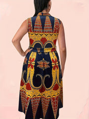 Elegant Mixed Print Color Clash Dress – Casual Street Style Resort Wear for Everyday Chic - Free Delivery Worldwide only at Flexi Africa