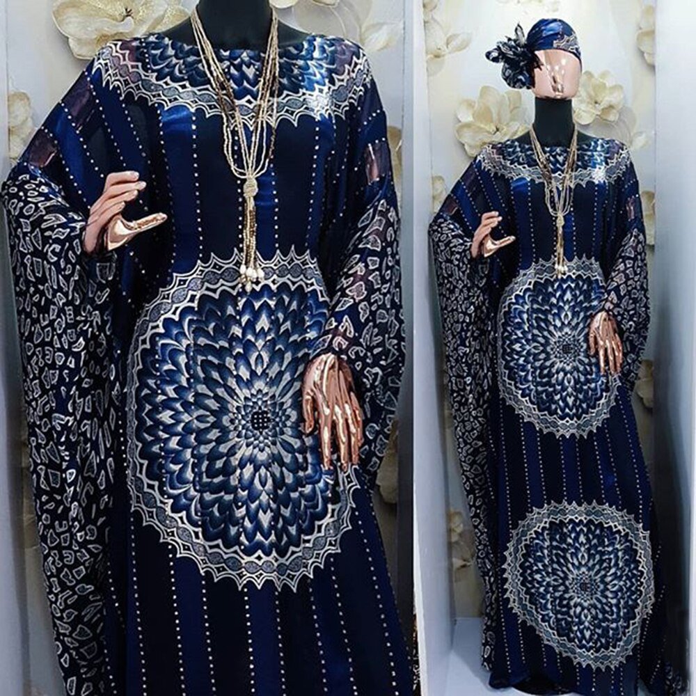 Elegant Muslim Party Dress for Women African Design Print in Loose and Comfortable Robe Gowns Style - Flexi Africa