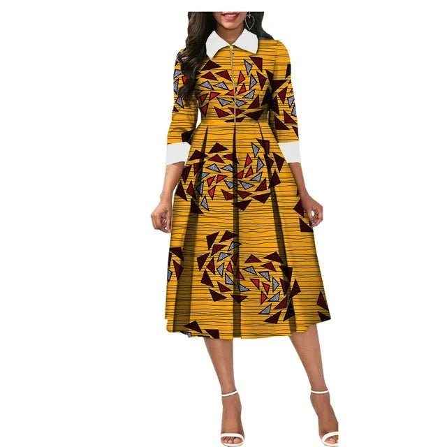 Elegant O Neck A-Line Pleated Dress for Women – Perfect for African Parties, Evening Events, Weddings - Flexi Africa