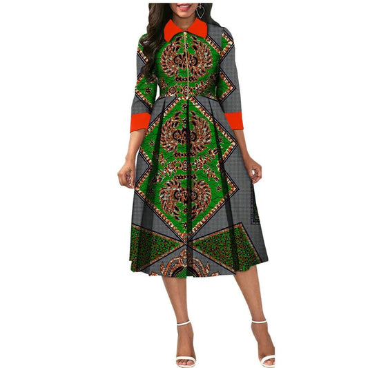 Elegant O Neck A-Line Pleated Dress for Women – Perfect for African Parties, Evening Events, Weddings - Flexi Africa