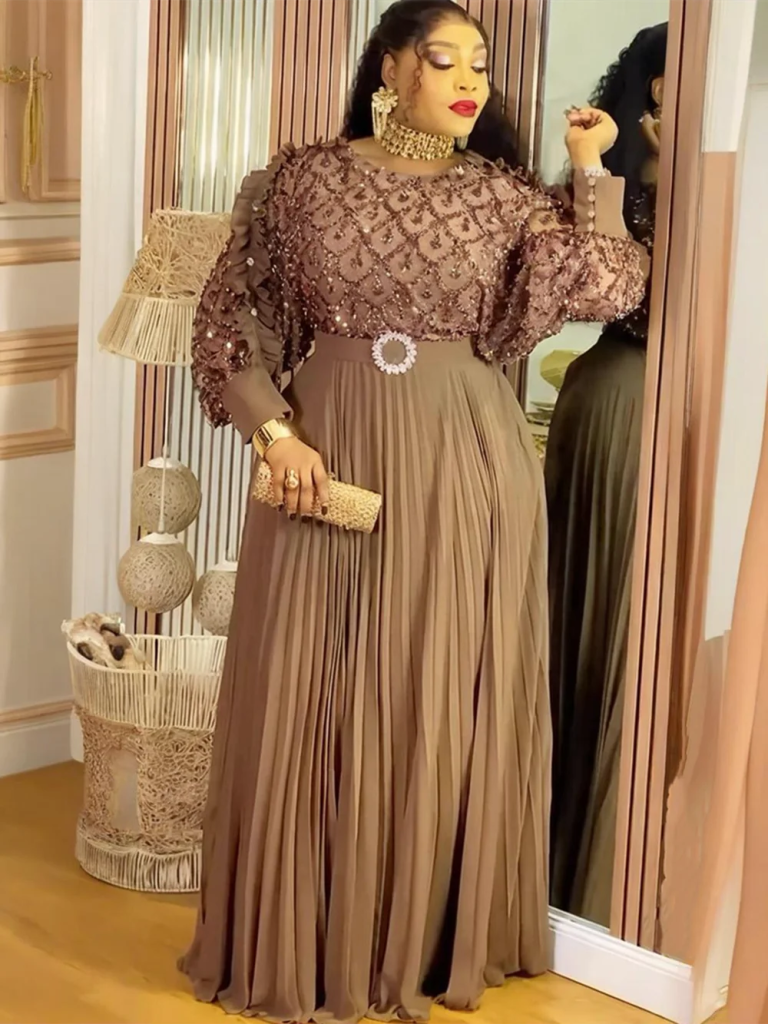 Plus Size Ankara Sequin Maxi Gown for Wedding & Evening Flexi Africa Plus Size Ankara Sequin Maxi Gown for Wedding & Evening Flexi Africa