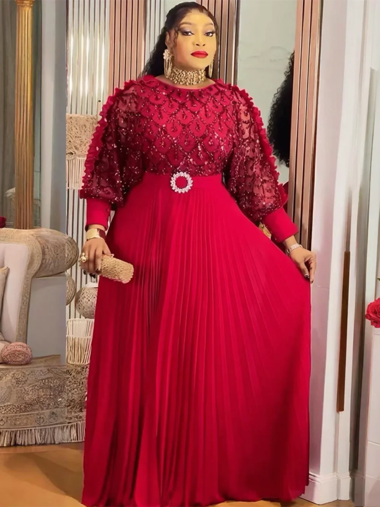 Plus Size Ankara Sequin Maxi Gown for Wedding & Evening Flexi Africa Plus Size Ankara Sequin Maxi Gown for Wedding & Evening Flexi Africa