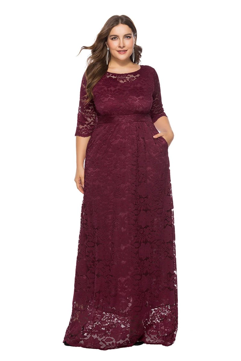 Elegant Plus Size African Dresses for Women (XL - 6XL) – Lace O - Neck Dashiki Gown - Free Delivery Worldwide only at Flexi Africa