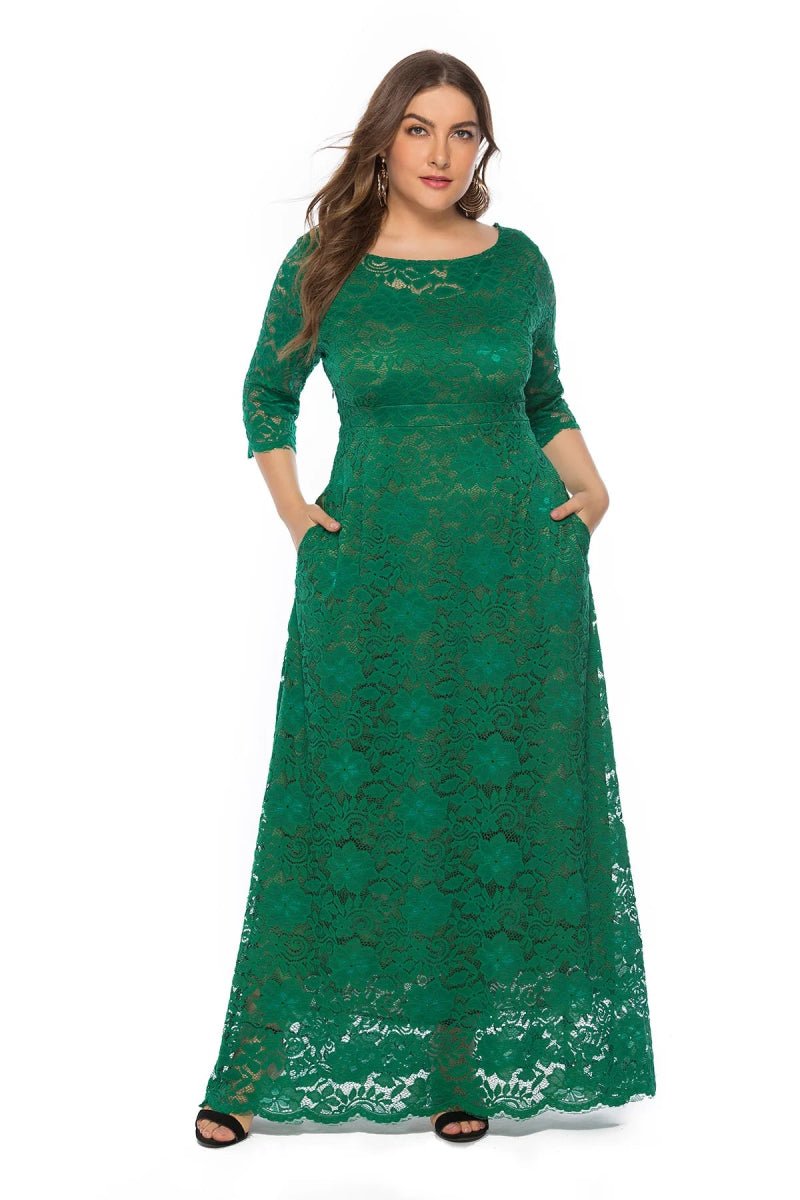 Elegant Plus Size African Dresses for Women (XL - 6XL) – Lace O - Neck Dashiki Gown - Free Delivery Worldwide only at Flexi Africa