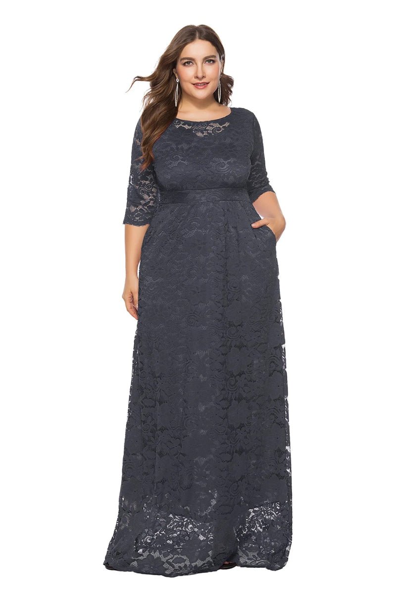Elegant Plus Size African Dresses for Women (XL - 6XL) – Lace O - Neck Dashiki Gown - Free Delivery Worldwide only at Flexi Africa