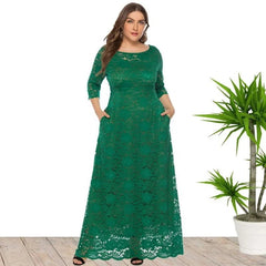 Elegant Plus Size African Dresses for Women (XL - 6XL) – Lace O - Neck Dashiki Gown - Free Delivery Worldwide only at Flexi Africa