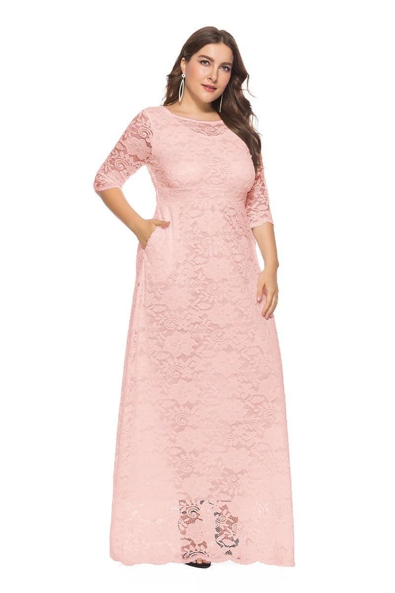 Elegant Plus Size African Dresses for Women (XL - 6XL) – Lace O - Neck Dashiki Gown - Free Delivery Worldwide only at Flexi Africa