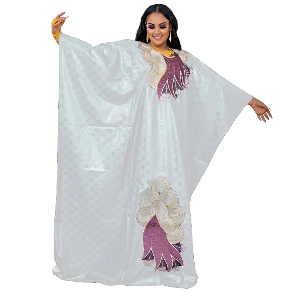 Elegant Plus Size African Maxi Dress for Women – Embroidered Wedding Guest Gown - Free Delivery Worldwide only at Flexi Africa