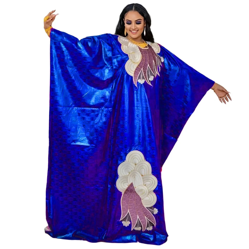 Elegant Plus Size African Maxi Dress for Women – Embroidered Wedding Guest Gown - Free Delivery Worldwide only at Flexi Africa