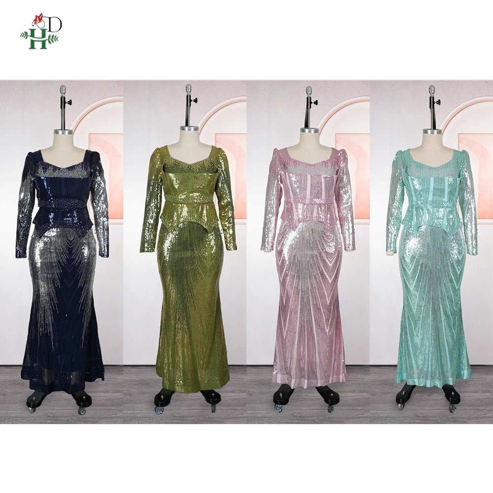 Elegant Plus Size African Party Dress – Dashiki Sequin Wedding Maxi Gown - Free Delivery Worldwide only at Flexi Africa