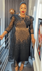 Elegant Plus Size Dashiki Evening Gown: Perfect African Party Wedding Dress - Flexi Africa - Flexi Africa offers Free Delivery Worldwide - Vibrant African traditional clothing showcasing bold prints and intricate designs