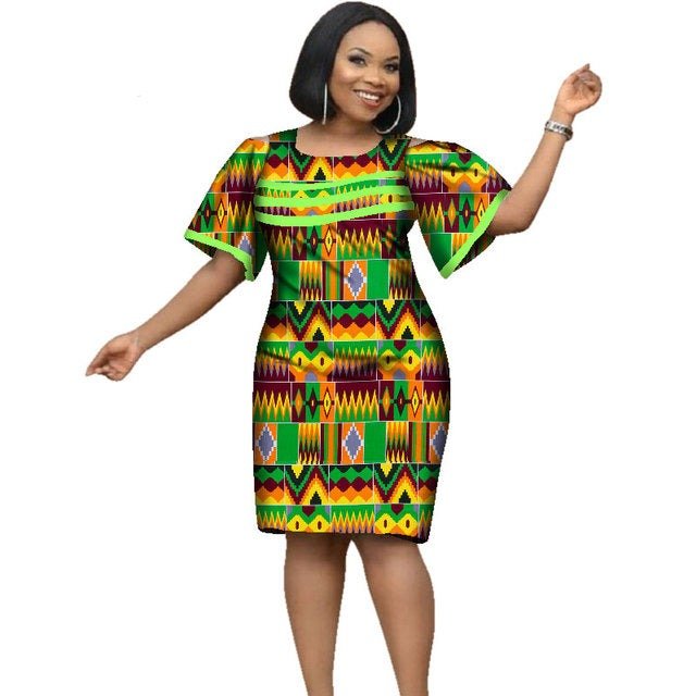 Elegant Plus Size Kanga Dress for Women - Wear in African Style - Flexi Africa - Flexi Africa offers Free Delivery Worldwide - Vibrant African traditional clothing showcasing bold prints and intricate designs