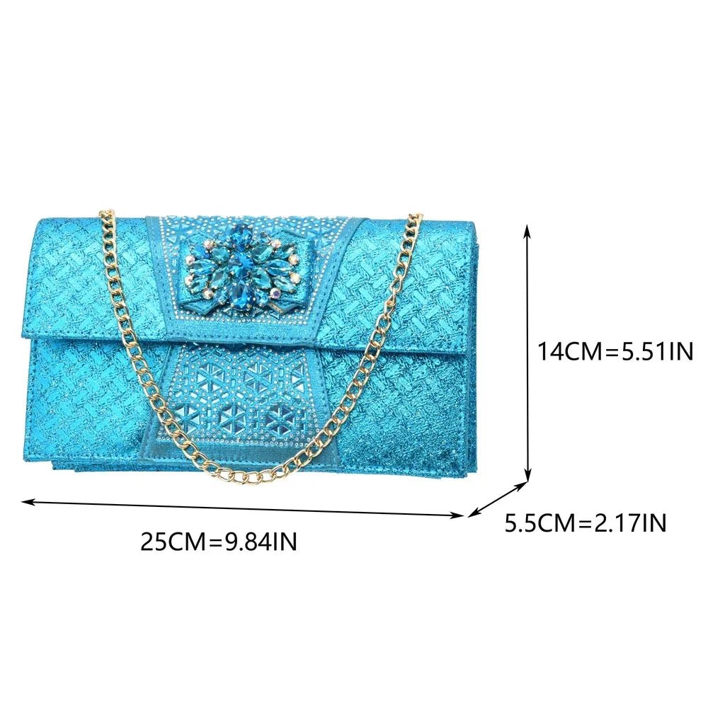 Elegant Rhinestone Women’s Shoes and Bag Set – Nigerian Party Style Matching Pumps & Handbag - Free Delivery Worldwide only at Flexi Africa