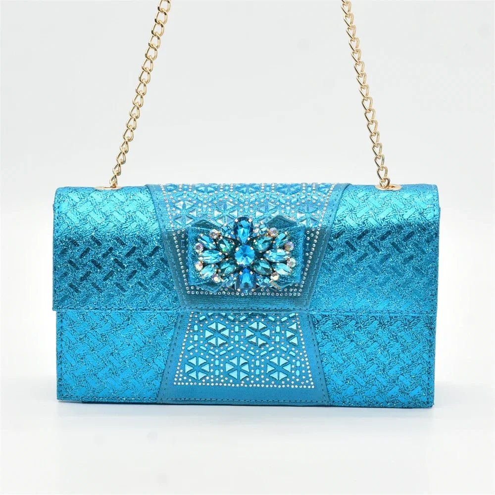 Elegant Rhinestone Women’s Shoes and Bag Set – Nigerian Party Style Matching Pumps & Handbag - Free Delivery Worldwide only at Flexi Africa