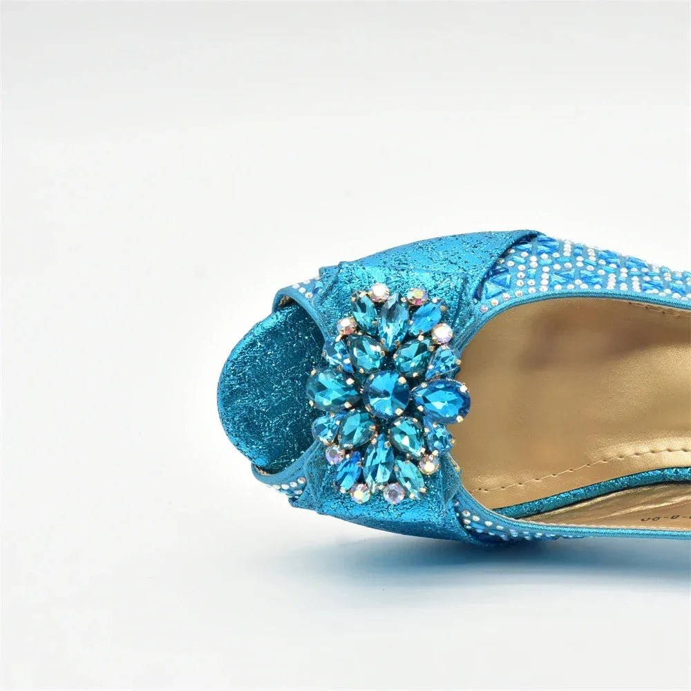 Elegant Rhinestone Women’s Shoes and Bag Set – Nigerian Party Style Matching Pumps & Handbag - Free Delivery Worldwide only at Flexi Africa