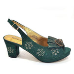 Elegant Square Heel Peep Toe Shoes and Matching Bag Set for Nigerian Women’s Wedding and Party Wear - Free Delivery Worldwide