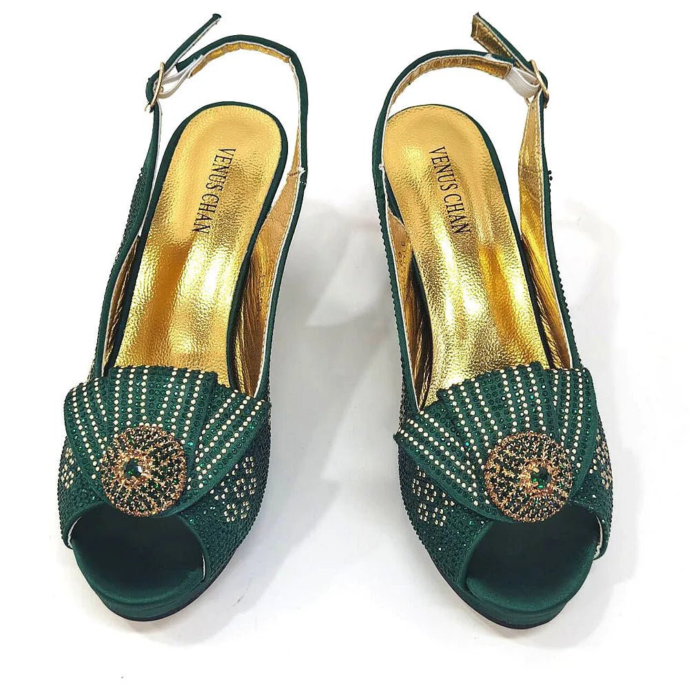 Elegant Square Heel Peep Toe Shoes and Matching Bag Set for Nigerian Women’s Wedding and Party Wear - Free Delivery Worldwide