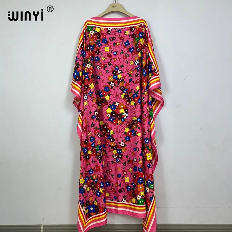 Elegant Summer Beach Dress: Muslim African Print Clothing for Women - Flexi Africa - Flexi Africa offers Free Delivery Worldwide - Vibrant African traditional clothing showcasing bold prints and intricate designs