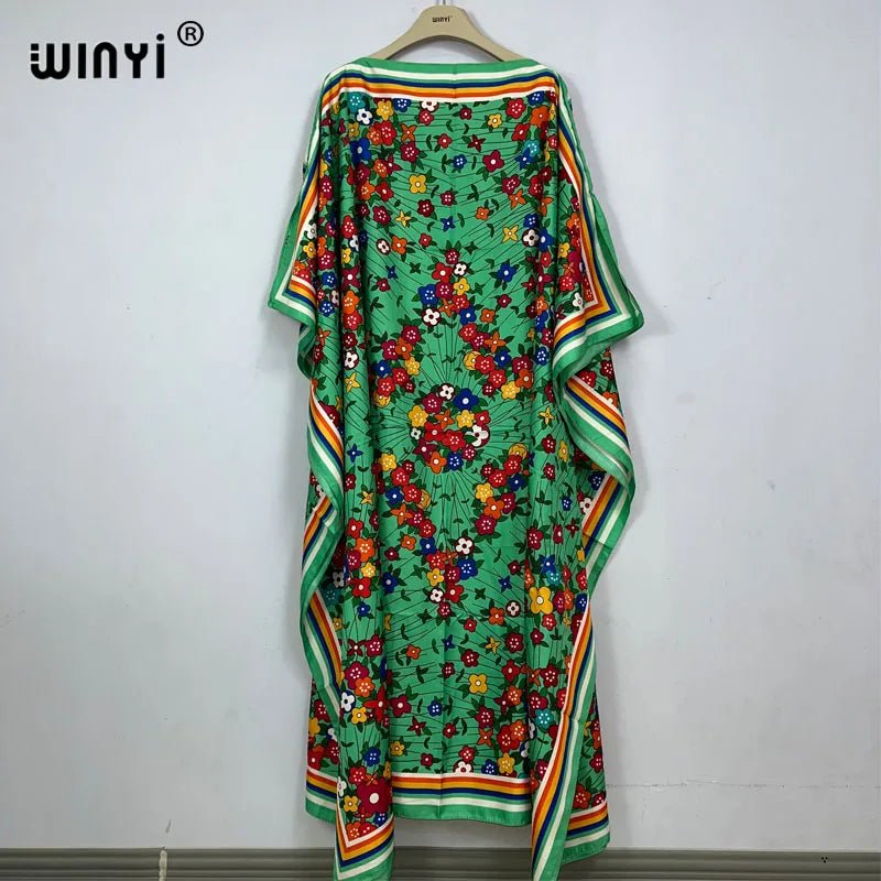 Elegant Summer Beach Dress: Muslim African Print Clothing for Women - Flexi Africa - Flexi Africa offers Free Delivery Worldwide - Vibrant African traditional clothing showcasing bold prints and intricate designs