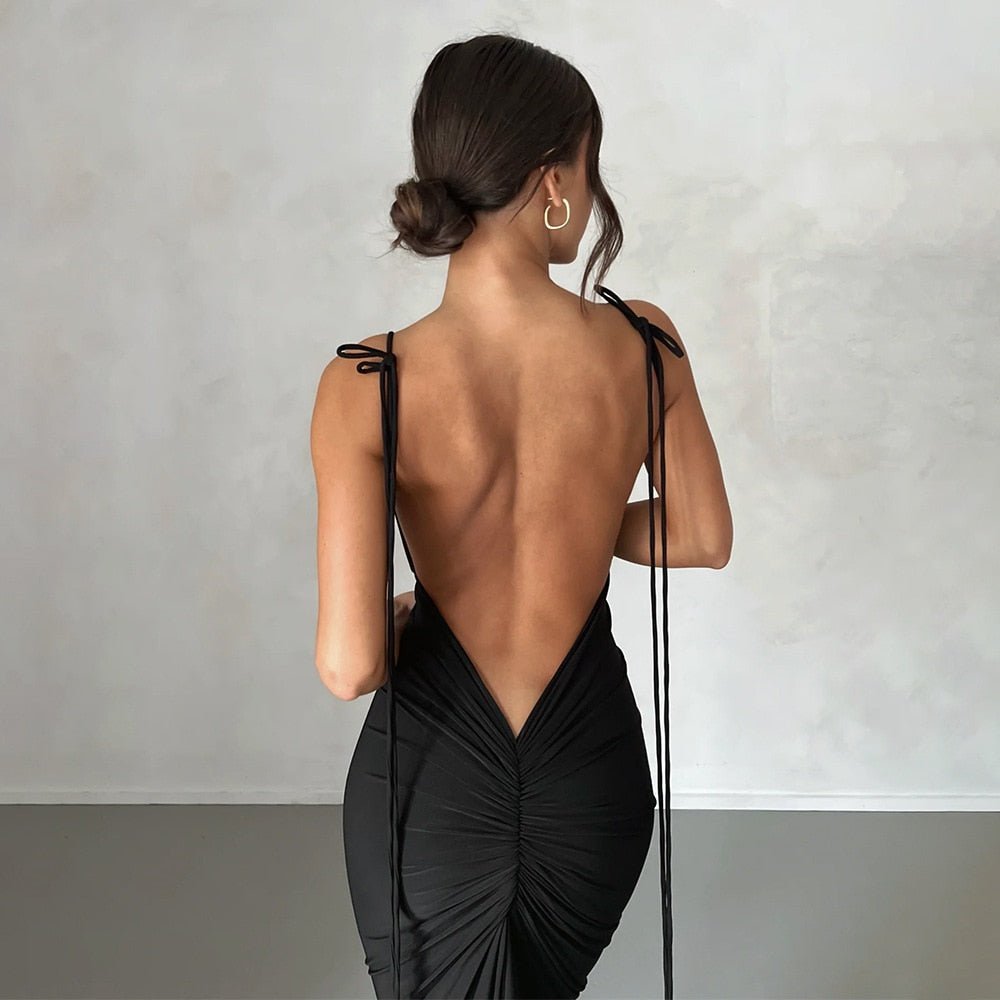 Elegant Summer Charm: Backless Maxi Dress for Women's Birthday and Party Celebrations - Flexi Africa - www.flexiafrica.com