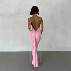 Elegant Summer Charm: Backless Maxi Dress for Women's Birthday and Party Celebrations - Flexi Africa - www.flexiafrica.com
