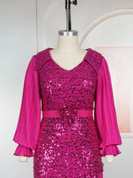 Elegant Women’s Long Sleeve Dress – African Sequin Robe Wedding Party Gown - Free Delivery Worldwide only at Flexi Africa