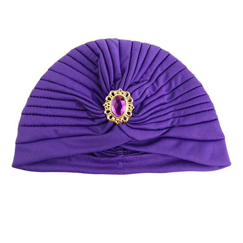 Elegant Women's Rhinestone Pleated Turban Hat - Free Delivery Worldwide only at Flexi Africa