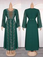Elegant Women’s Ruffle Sleeve Chiffon Dress – African Dashiki Evening Gown - Free Delivery Worldwide only at Flexi Africa