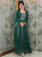 Elegant Women’s Ruffle Sleeve Chiffon Dress – African Dashiki Evening Gown - Free Delivery Worldwide only at Flexi Africa